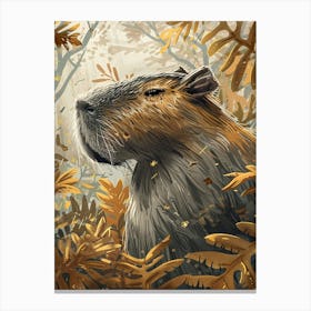 Capybara Precisionist Illustration 2 Canvas Print