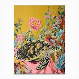 Floral Animal Painting Turtle 3 Canvas Print