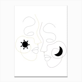 Yin And Yang Canvas Line Art Print