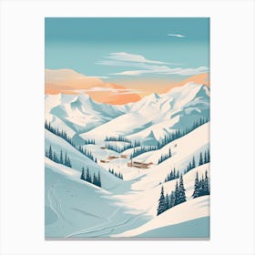 Courchevel   France, Ski Resort Illustration 1 Simple Style Canvas Print