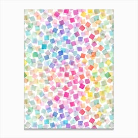 Confetti Watercolor Plaids Rainbow Canvas Print