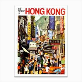 Hong Kong, Urban City Crowd, China Canvas Print