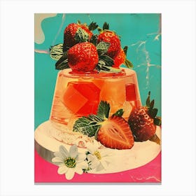 Strawberry Red Jelly Retro Collage Canvas Print