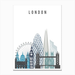London Skyline In Blue Canvas Print