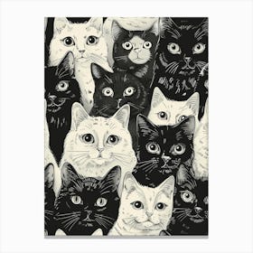 Perfectly Repeatable Artwork With Cute Cat Faces 26 Canvas Print