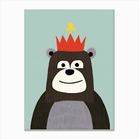 Little Gorilla 3 Wearing A Crown Canvas Print