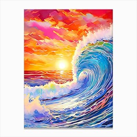 Sunset Ocean Wave Painting Canvas Print