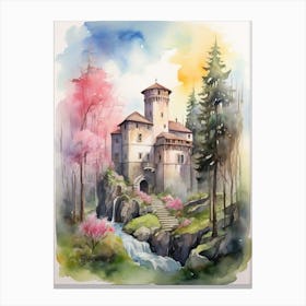 Watercolor Castle In The Forest.2 Canvas Print