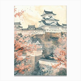 Himeji Japan 3 Retro Illustration Canvas Print
