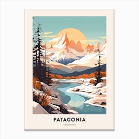 Vintage Winter Travel Poster Patagonia Argentina 3 Canvas Print