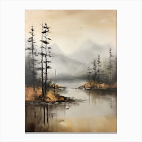 Lake In The Woods In Autumn, Painting 64 Canvas Print