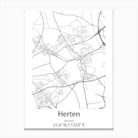 Herten,Germany Minimalist Map Canvas Print