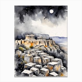 Acropolis At Night Canvas Print