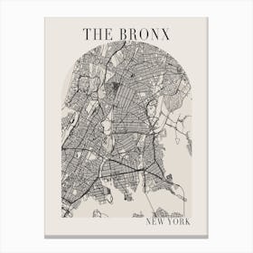 The Bronx New York Boho Minimal Arch Full Beige Color Street Map Canvas Print