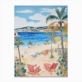 Orient Bay Beach, St Martin, Matisse And Rousseau Style 3 Canvas Print