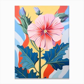 Hollyhock 1 Hilma Af Klint Inspired Pastel Flower Painting Canvas Print