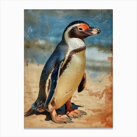 Galapagos Penguin Kangaroo Island Penneshaw Colour Block Painting 3 Canvas Print