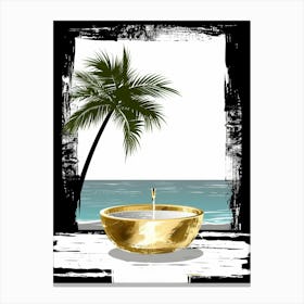 Gold Bowl On The Beach Vector Canvas Print