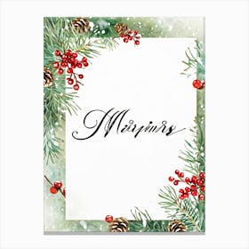 A Watercolor Interpretation Of A Modern Calligraphy Christmas Greeting Flourishes Adding An Elegant (4) Canvas Print