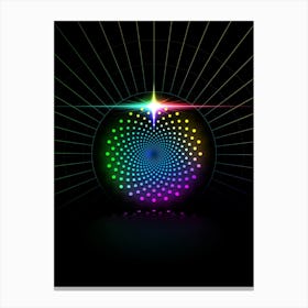 Neon Geometric Glyph in Candy Blue and Pink with Rainbow Sparkle on Black n.0261 Canvas Print