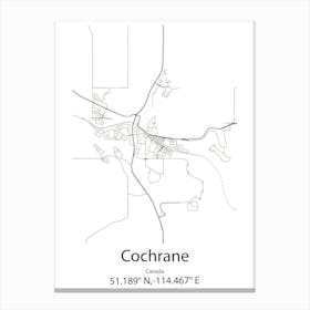 Cochrane,Canada Minimalist Map Canvas Print