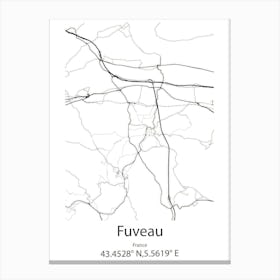 Fuveau,France Minimalist Map Canvas Print