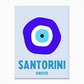Santorini, Greece, Graphic Style Poster 3 Canvas Print