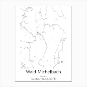 Wald Michelbach,Germany Minimalist Map Canvas Print