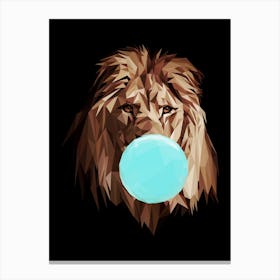 Lion Chewing Bubble Gum Canvas Print