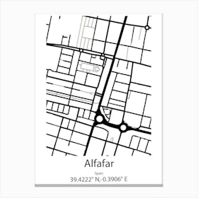 Alfafar,Spain Minimalist Map Canvas Print