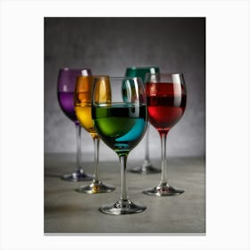 Rainbow Wine Glasses Canvas Print