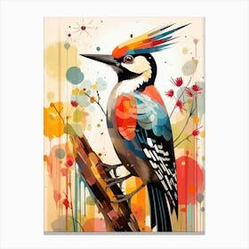 Bird Painting Collage Woodpecker 1 Canvas Print