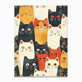 Repeatable Artwork With Cute Cat Faces 19 Canvas Print