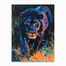 Black Lion Night Hunt Fauvist Painting 3 Canvas Print