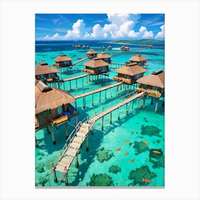 Huts On The Beach Canvas Print