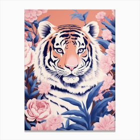 Tiger In Pink Flowers Canvas Print