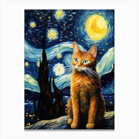 Starry Night Inspired Prints For Cat Lovers Print Canvas Print