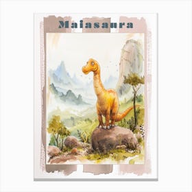 Cute Cartoon Maiasaura Dinosaur Watercolour 3 Poster Canvas Print