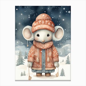 Elephant Wear Christmas Clothe Canvas Print