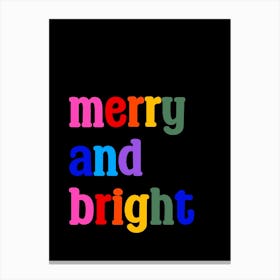 Merry and Bright Christmas Rainbow Canvas Print