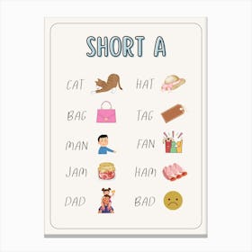 Short A Kids and Nursery Canvas Print