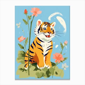 Tiger In Flowers Canvas Print