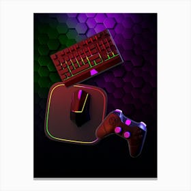 Gamer 3D - synthwave retrowave vaporwave 1 Canvas Print