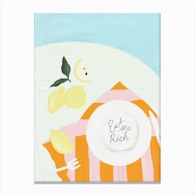 colorful vacation dinner »Eat the Rich« Canvas Print