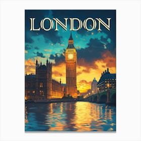 Big Ben, London Travel Poster Canvas Print