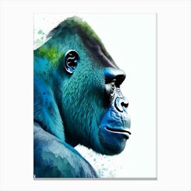 Side Profile Portrait Of A Gorilla Gorillas Mosaic Watercolour 1 Canvas Print
