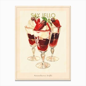 Strawberry Trifle With Jelly Vintage Cookbook Inspired 1 Poster Canvas Print
