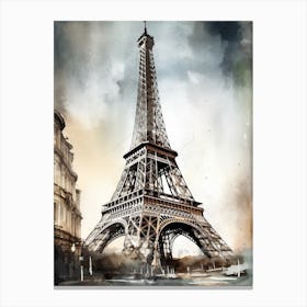 Eiffel Tower Paris France Sketch Drawing Style 2 Canvas Print