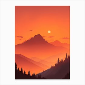 Misty Mountains Vertical Composition In Orange Tone 113 Canvas Print