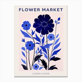 Blue Flower Market Poster Cornflower Market Poster 1 Canvas Print